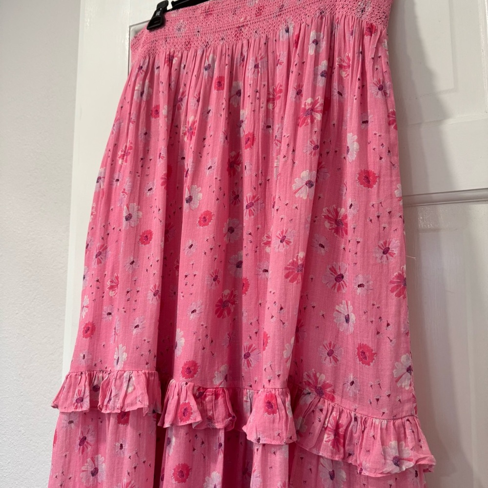 LoveShackFancy Pink Tiered Ruffled Maxi Skirt - Picture 3 of 13